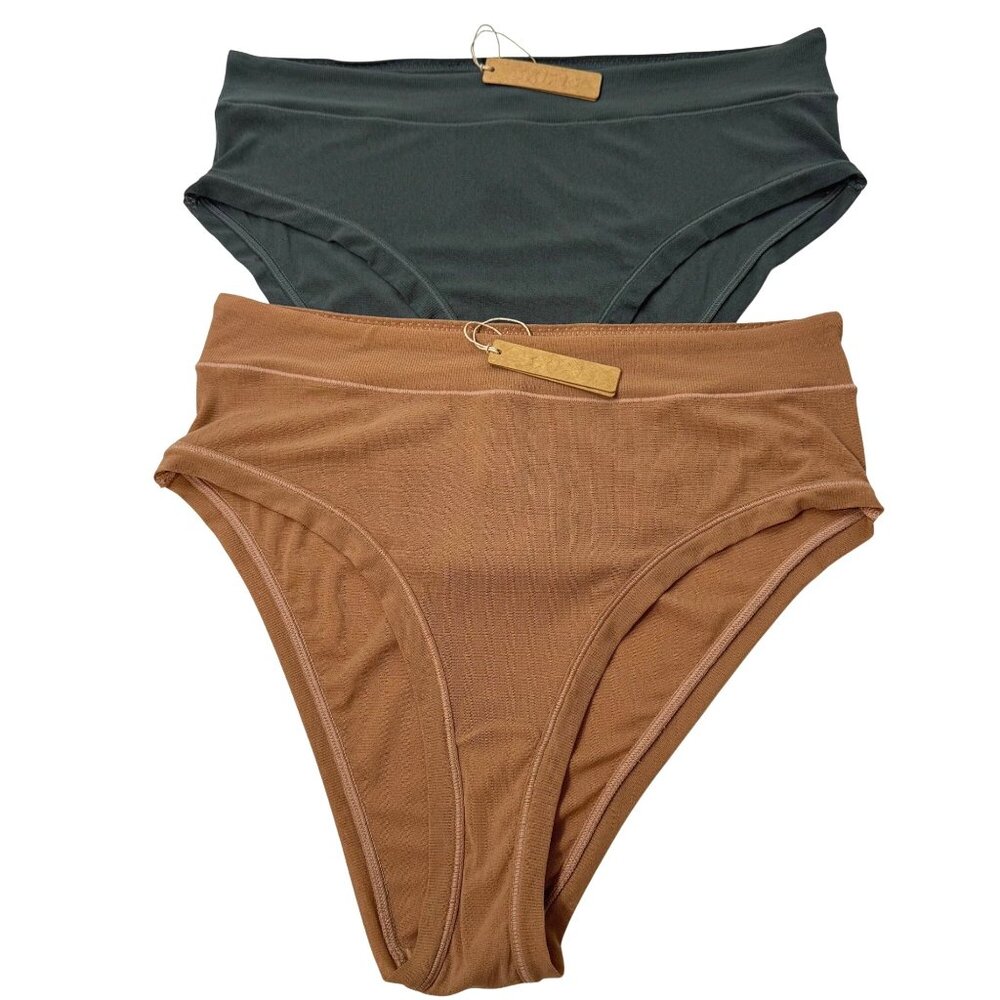 SKIMS Summer Mesh Brief‎ Lot of 2 Sienna Deep Sea 4X